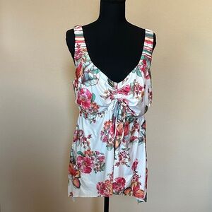BECCA White/Pink Floral Tankini with Matching bottoms